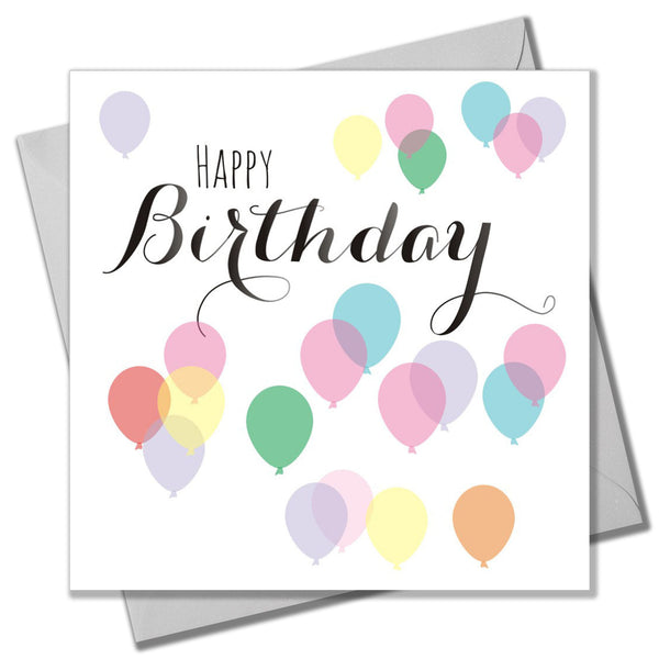 Birthday Card, Coloured Balloons, Happy Birthday