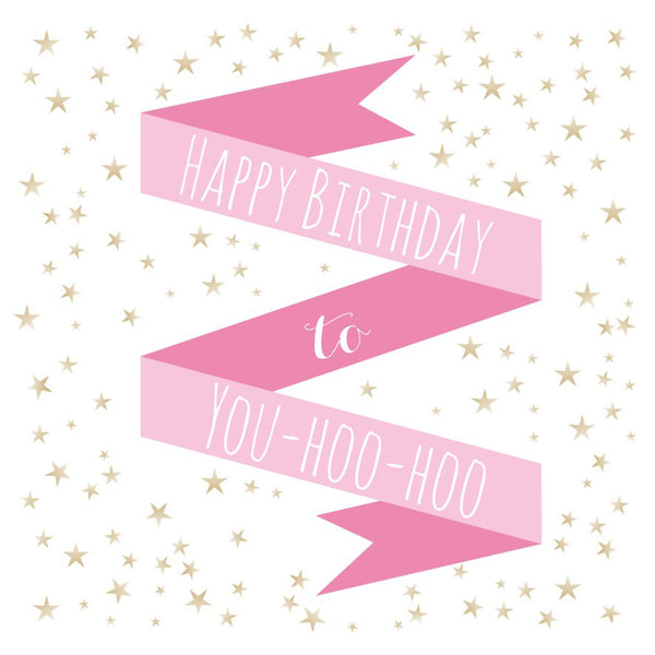 Birthday Card, Pink Ribbon, Happy Birthday to You-Hoo