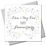 Wedding Card, Flowers, Mum and Step Dad Happy Anniversary