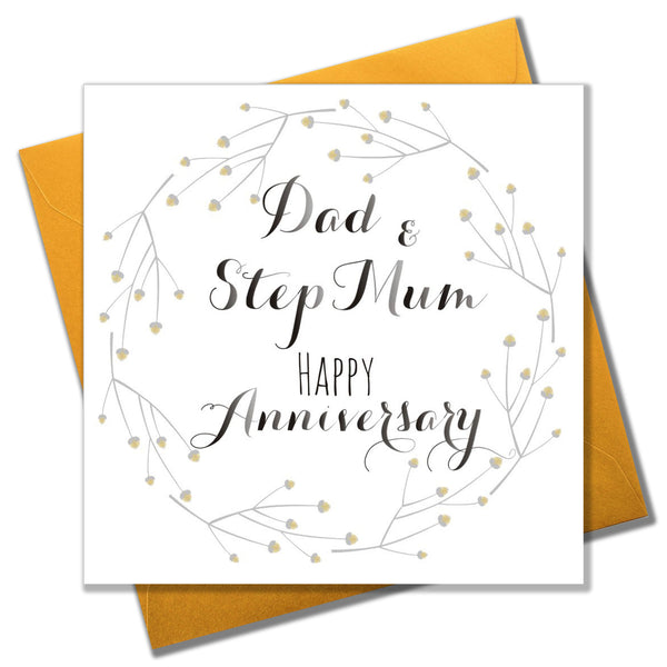 Wedding Card, Flowers, Dad and Step Mum Happy Anniversary