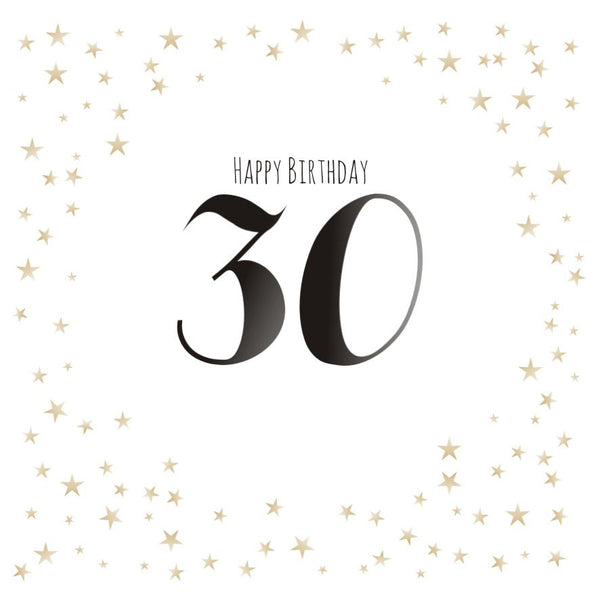 Birthday Card, Gold Stars, Happy Birthday 30