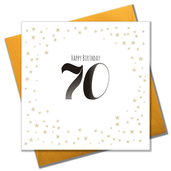 Birthday Card, Gold Stars, Happy Birthday 70