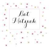 Religious Occassions Card, Pink Stars, Bat Mitzvah