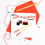 Birthday Card, Maki This Birthday Count, Sushi Embellished with colourful pompoms
