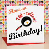 Birthday Card, Have an Egg-cellent Day, Embellished with colourful pompoms