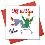 Congratulations and Good Luck Card, Off to Uni, Embellished with pompoms