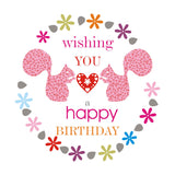 Birthday Card, Squirrels, wishing you a happy birthday
