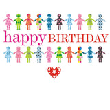 Birthday Card, Patterned Girls, Happy Birthday