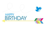Birthday Card, Arrow and bird, Happy Birthday