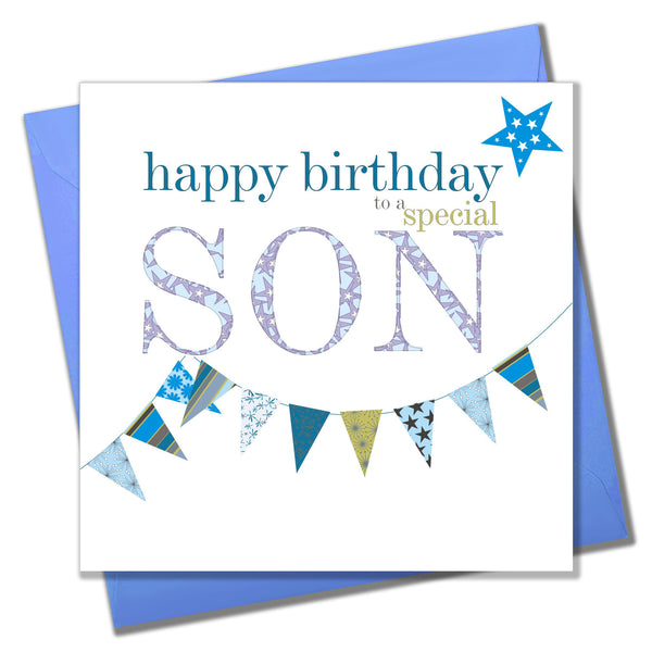 Birthday Card, Blue Flags, Happy Birthday to a special Son