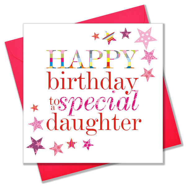 Birthday Card, Pink Stars, Happy Birthday to a special Daughter