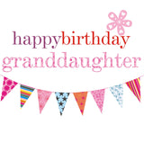 Birthday Card, Pink Flags, Happy Birthday Granddaughter