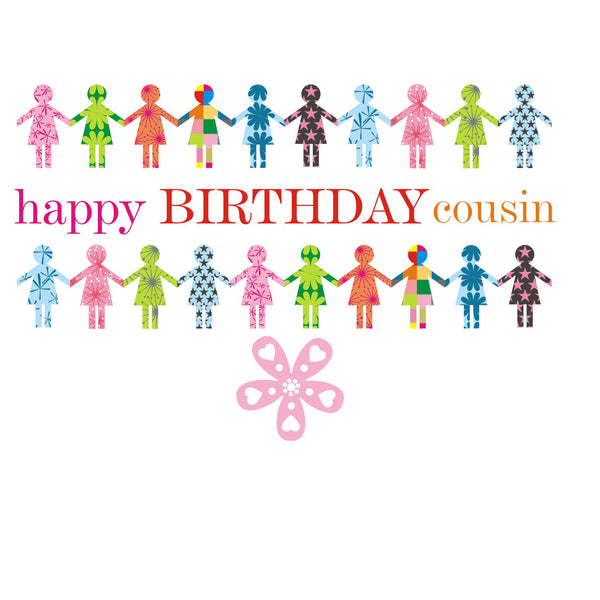 Birthday Card, Patterned Girls, Happy Birthday Cousin