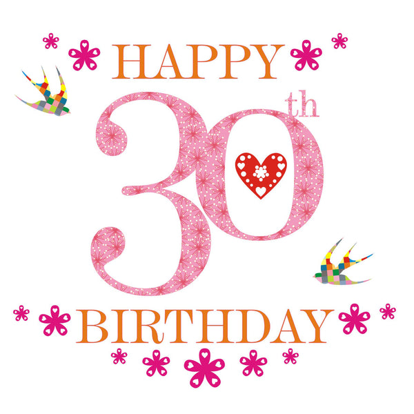 Birthday Card, Pink Age 30, Happy 30th Birthday