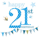 Birthday Card, Blue Age 21, Happy 21st Birthday