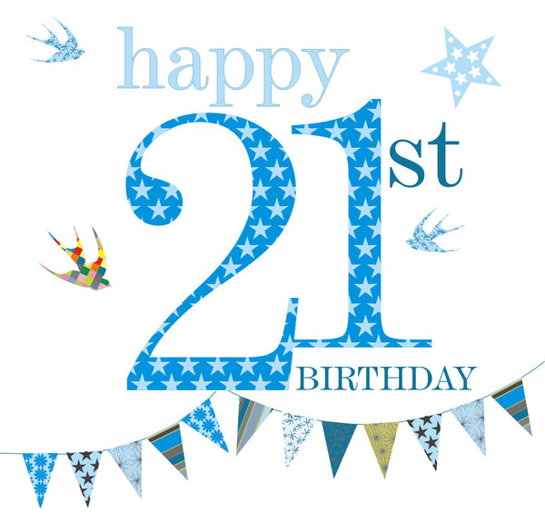 Birthday Card, Blue Age 21, Happy 21st Birthday
