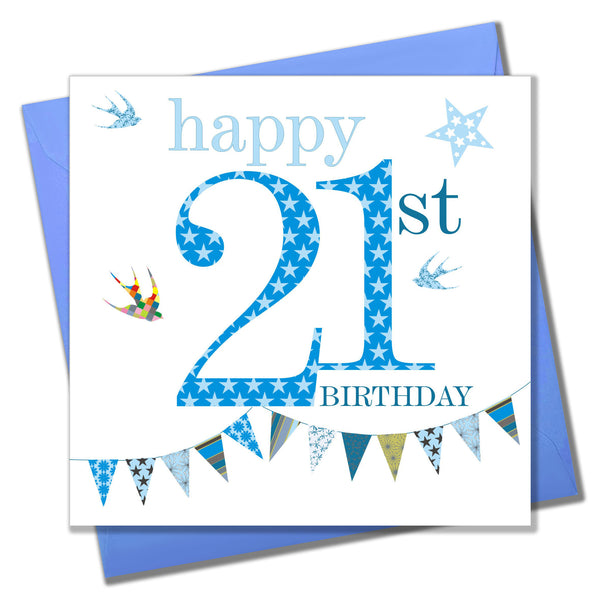 Birthday Card, Blue Age 21, Happy 21st Birthday