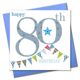 Birthday Card, Blue Age 80, Happy 80th Birthday