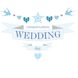 Wedding Card, Blue Banners, Congratulations Wedding Day