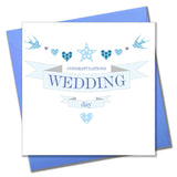 Wedding Card, Blue Banners, Congratulations Wedding Day