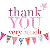 Thank You Card, Pink Bunting, Thank You very Much