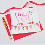 Thank You Card, Pink Bunting, Thank You very Much