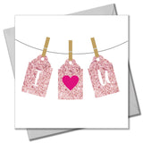 Valentine's Day Card, Pegs - Love You, I 'Heart' You