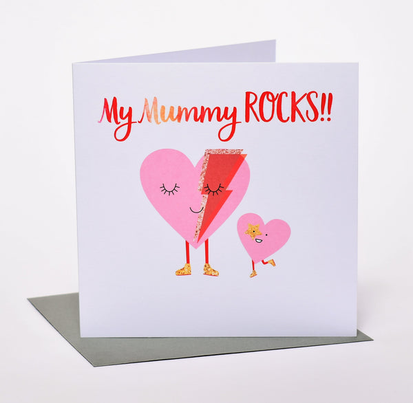 Mother's Day Card, Mum and child heart, Mummy Rocks