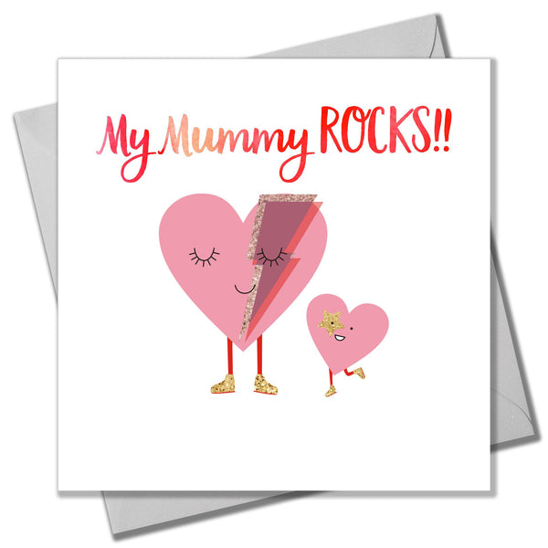 Mother's Day Card, Mum and child heart, Mummy Rocks