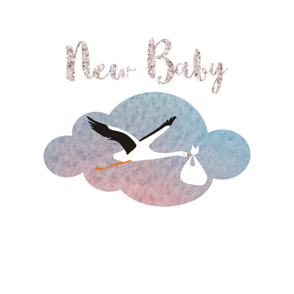Baby Card, Stork, New Baby
