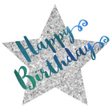 Birthday Card, Script on Star, Happy Birthday