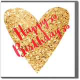 Birthday Card, Script on Heart, Happy Birthday