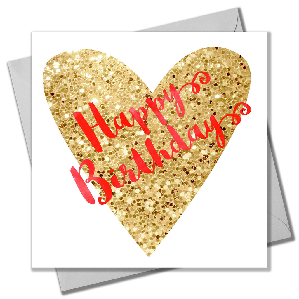 Birthday Card, Script on Heart, Happy Birthday – Claire Giles Greetings ...