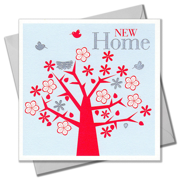 New Home Card, Tree, New Home, Embossed and Foiled text