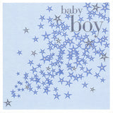 Baby Card, Blue Flowers, Baby Boy, Embossed and Foiled text