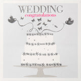 Wedding Card, Cake and Birds, Wedding Congratulations, Embossed and Foiled text