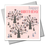 Birthday Card, Bunnies, Happy Birthday, Embossed and Foiled text