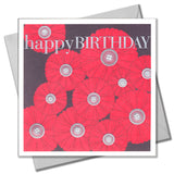 Birthday Card, Button flowers, Happy Birthday, Embossed and Foiled text