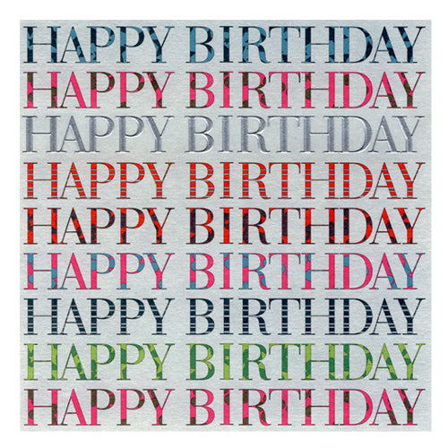 Birthday Card, Line of text, Happy Birthday, Embossed and Foiled text