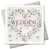 Wedding Congratulations Card, Butteflies Heart, Embossed and Foiled text