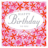 Birthday Card, Pink Lanterns, Happy Birthdy to you, Embossed and Foiled text