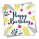 Birthday Card, Spring Flowers, Embellished with a colourful tassel