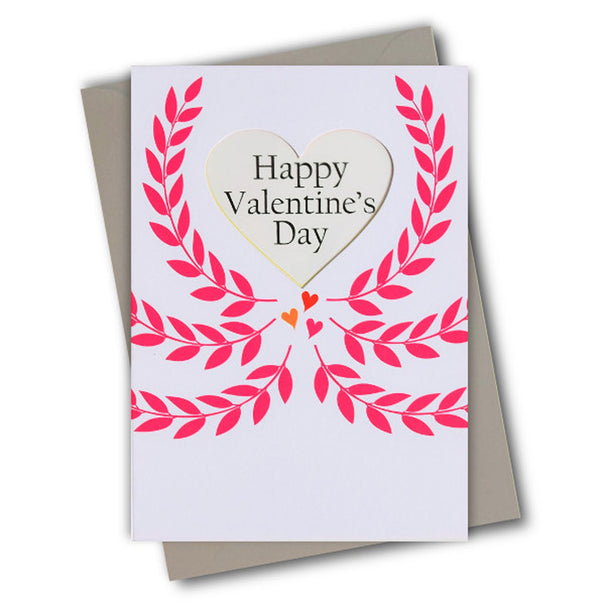 Valentine's Day Card, Crown of leaves, See through acetate window