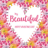 Valentine's Day Card, Heart Pattern, Embellished with colourful pompoms