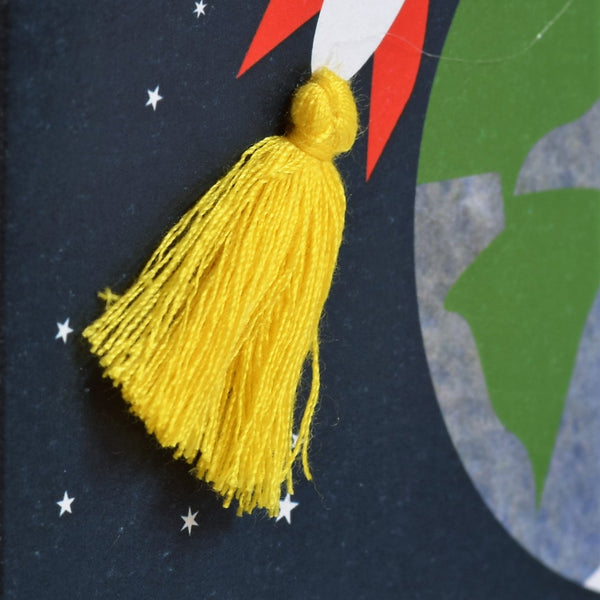 Valentine's Day Card, Rocket, You're my world, Embellished with a tassel
