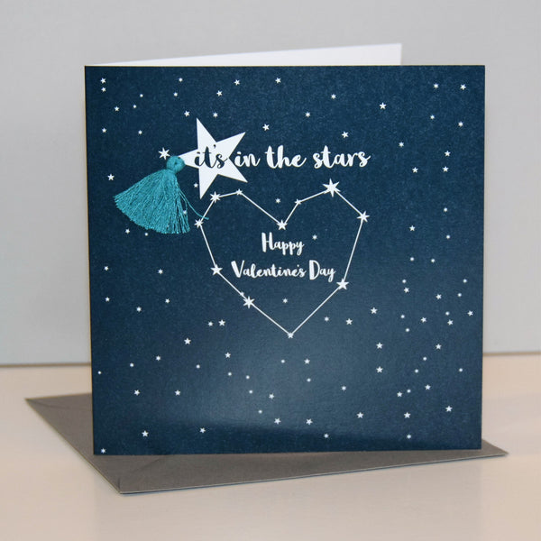 Valentine's Day Card, Heart of Stars, Embellished with a tassel