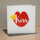 Valentine's Day Card, Lips, Kiss, Embellished with a colourful tassel
