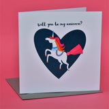 Valentine's Day Card, Heart, be my unicorn, Embellished with a tassel