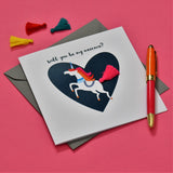 Valentine's Day Card, Heart, be my unicorn, Embellished with a tassel