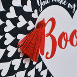 Valentine's Day Card, Heart of Hearts, BOOM, Embellished with a tassel